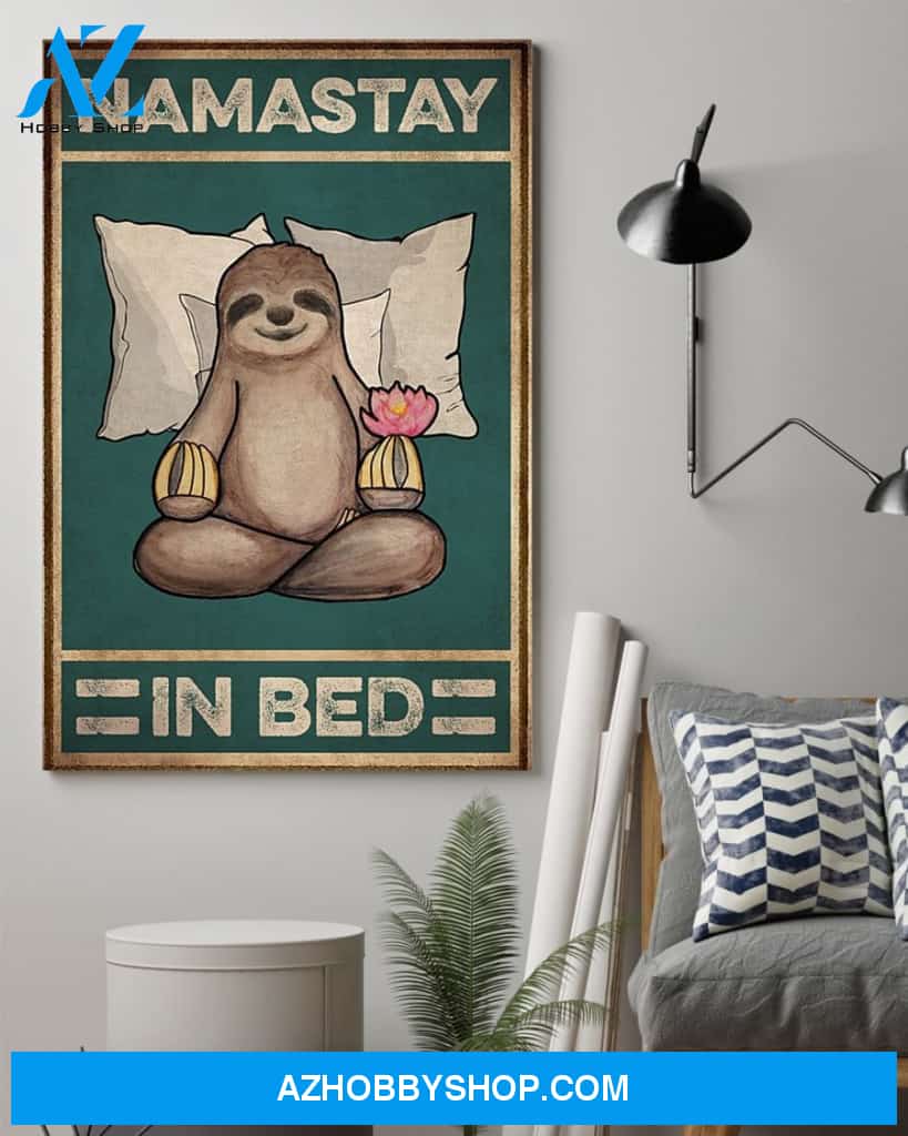 Funny Sloth Namstay In Bed Yoga Canvas And Poster, Wall Decor Visual Art
