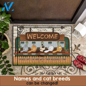 Funny Spoiled Cats Doormat, Personalized Cat Doormat, Cat Lover Doormat, Custom Cat Doormat, Funny Doormat, Cat Lovers Gift, Welcome Doormat