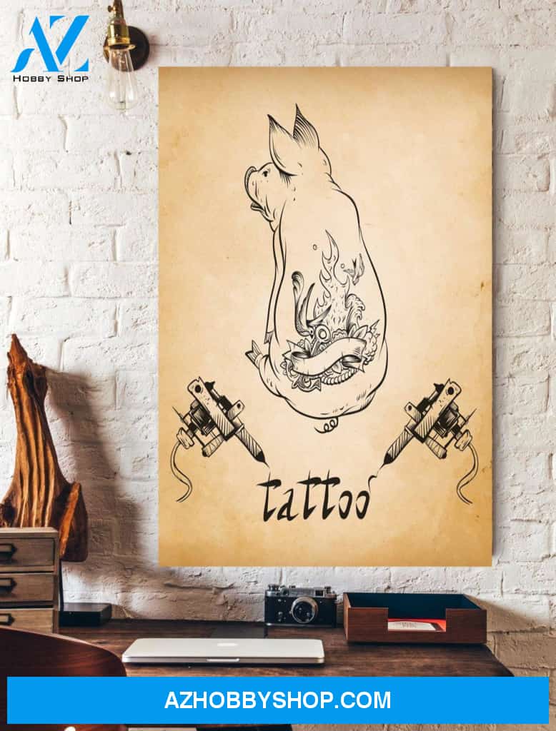 Funny Tattoo Pig Wall Art Canvas Prints Funny Canvas