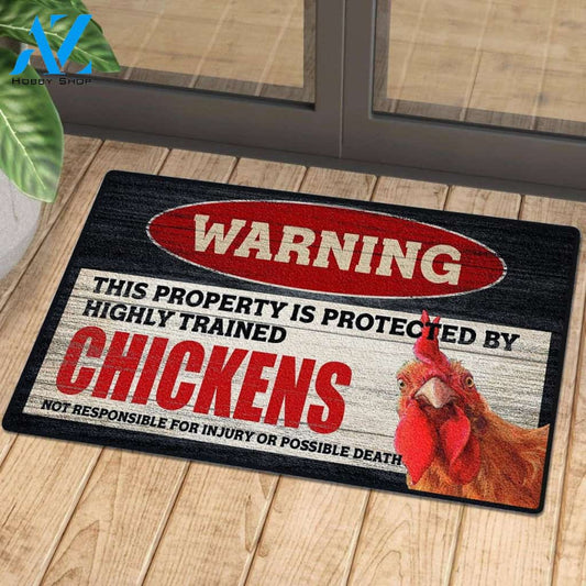 Funny Warning Mat For Chicken Lovers | Welcome Mat | House Warming Gift