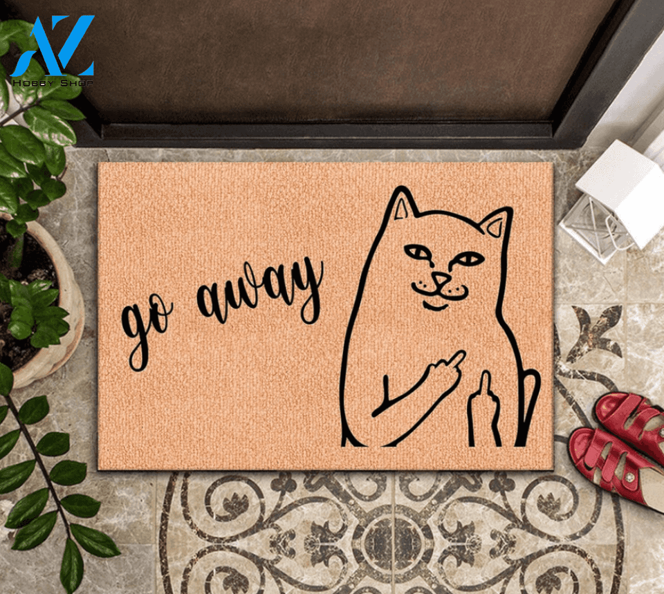 Funny Welcome Rug, Go Away Cat Doormat, Gift For Cat Lovers Gift For Family And Friend Doormats Inhouse Doormats Home Decor Housewarming Gift
