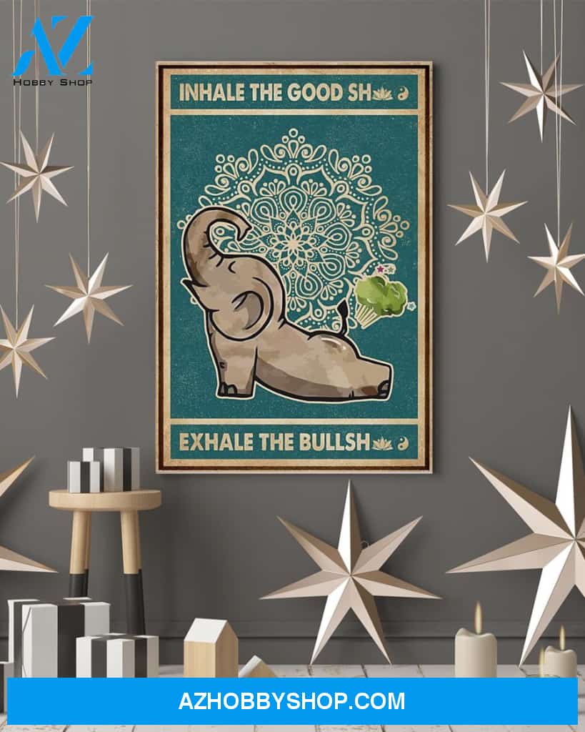 Funny Yoga Exhale Elephant Canvas And Poster, Wall Decor Visual Art