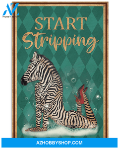 Funny Zebra Loves Poster Start Stripping Vintage Poster Canvas, Wall Decor Visual Art
