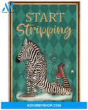 Funny Zebra Loves Poster Start Stripping Vintage Poster Canvas, Wall Decor Visual Art