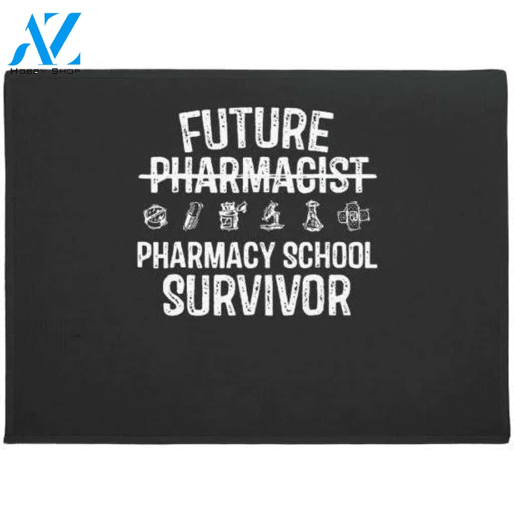 Future Pharmacist Pharmacy School Survivor Doormat Welcome Mat House Warming Gift Home Decor Funny Doormat Gift Idea