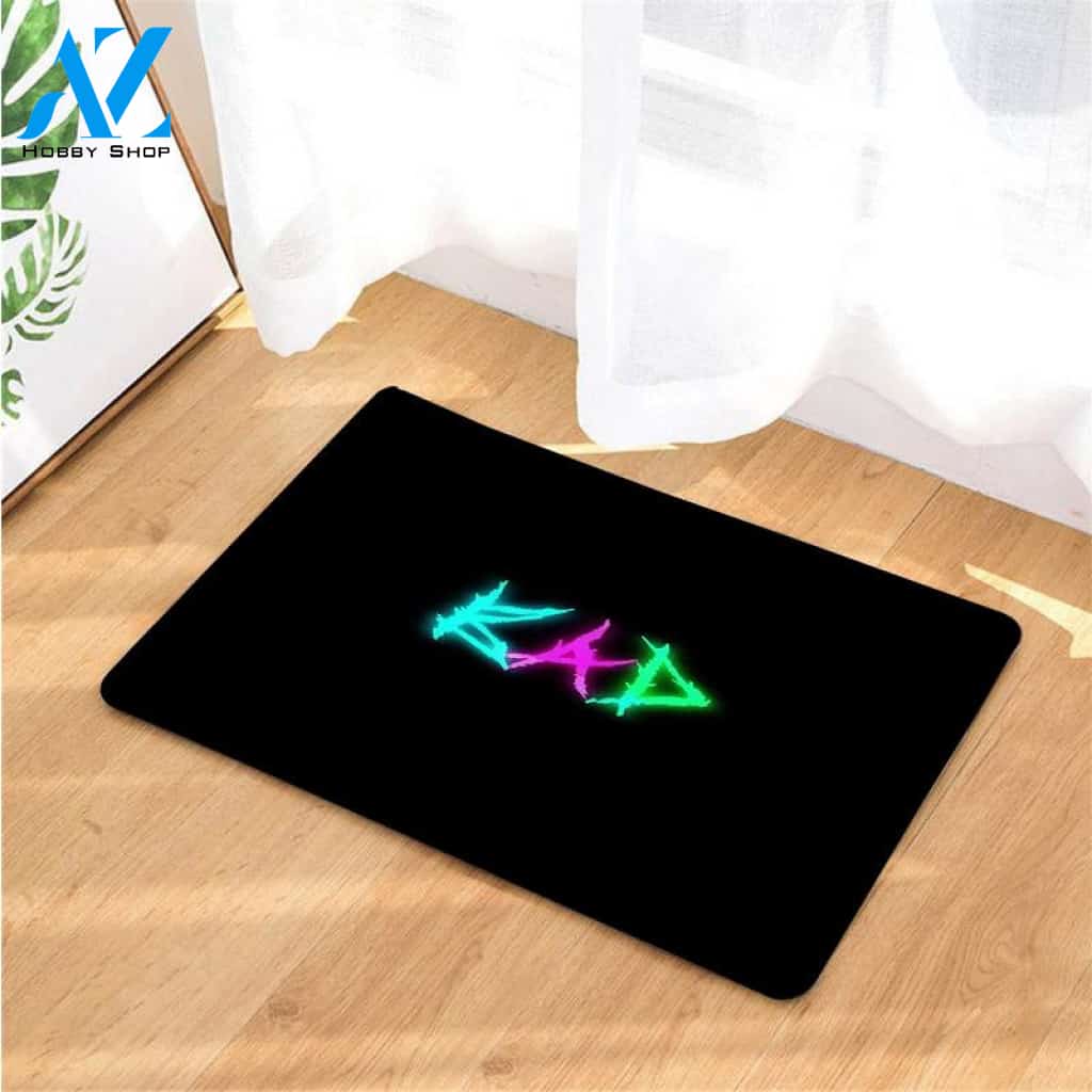 futuristic glow bad hypbeast logo doormats