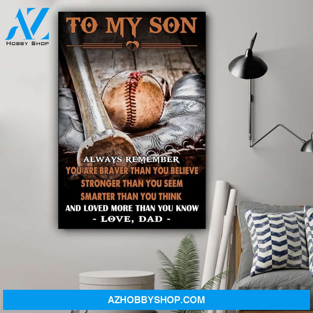 G-Baseball Dad To Son Always Remember Canvas And Poster, Wall Decor Visual Art Gift Father's Day