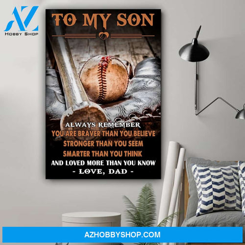 G-Baseball Dad To Son Always Remember Canvas And Poster, Wall Decor Visual Art Gift Father's Day