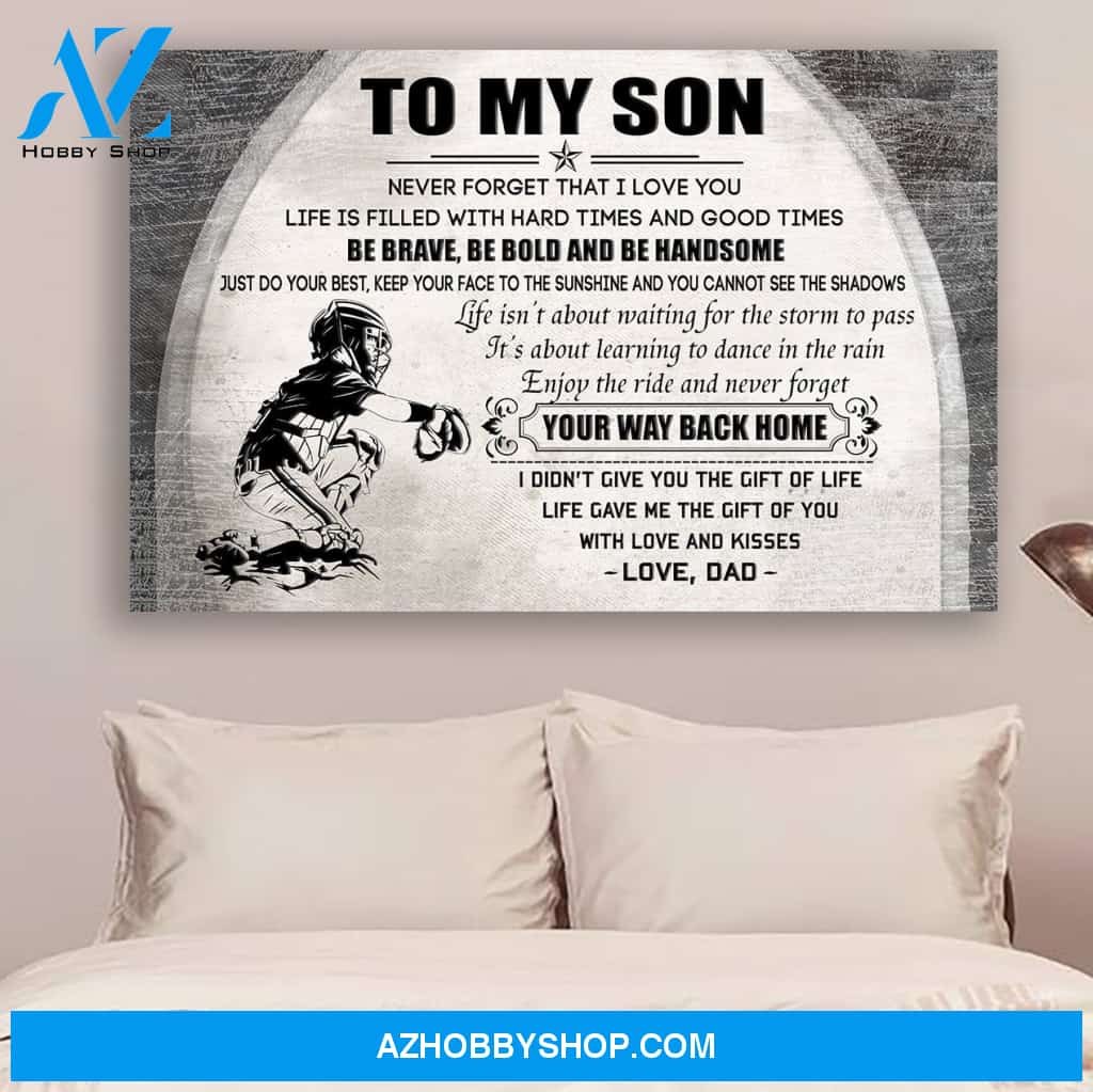 G-Baseball Dad To Son Be Brave Canvas And Poster, Wall Decor Visual Art Gift Father's Day