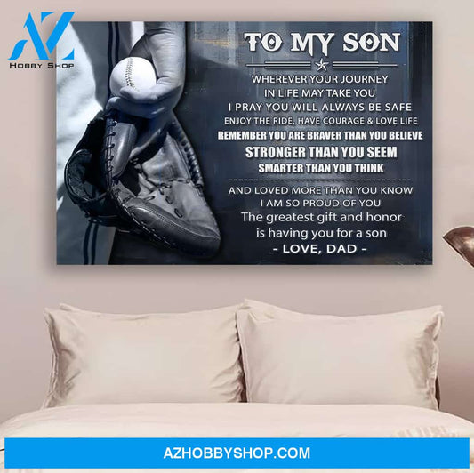 G-Baseball Dad To Son You Are Braver Canvas And Poster, Wall Decor Visual Art Gift Father's Day