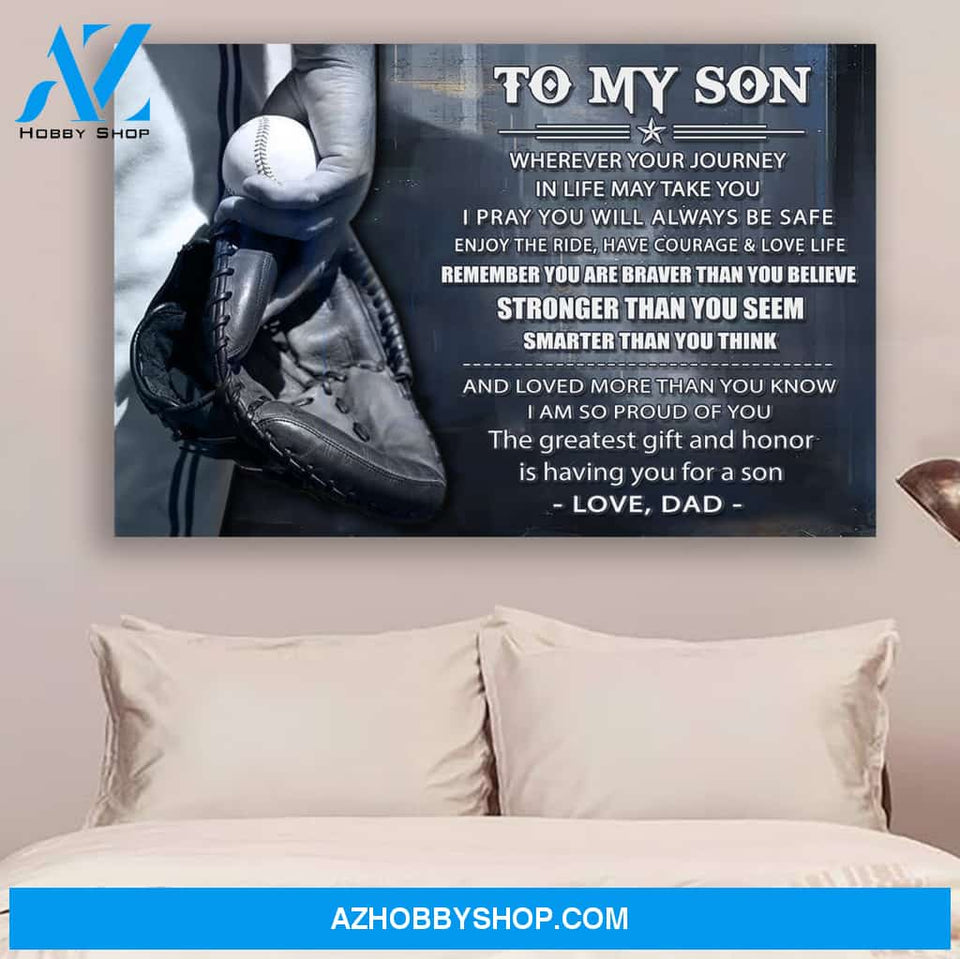 G-Baseball Dad To Son You Are Braver Canvas And Poster, Wall Decor Visual Art Gift Father's Day