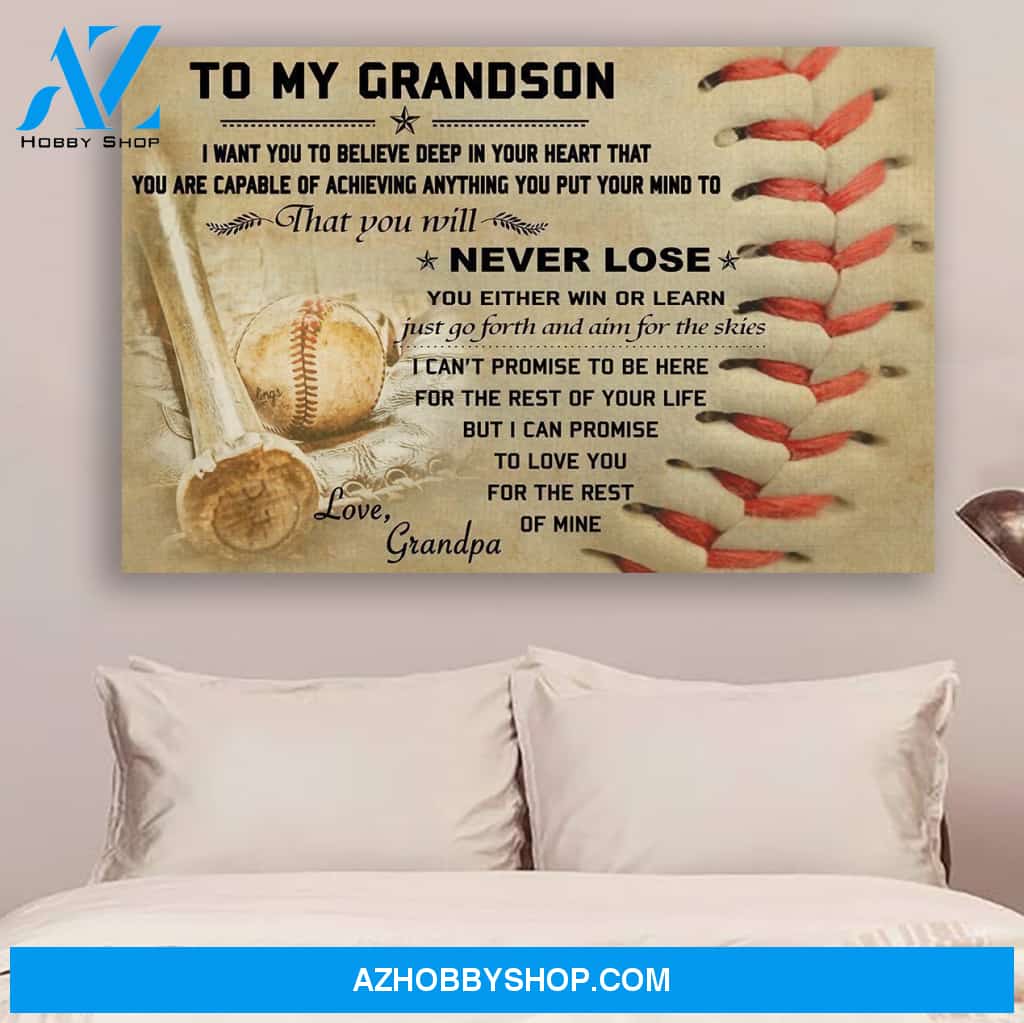 G Baseball Poster Grandpa Grandson Never Lose Gift For My Grandson
