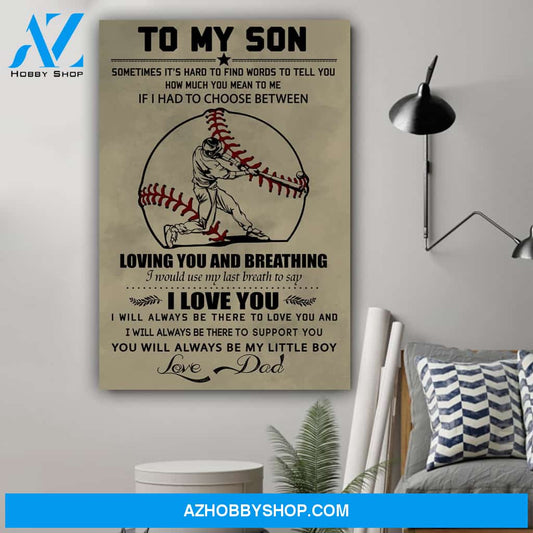 G-Baseball poster, Dad to son, Loving you and breathing Canvas And Poster, Wall Decor Visual Art Gift Father's Day