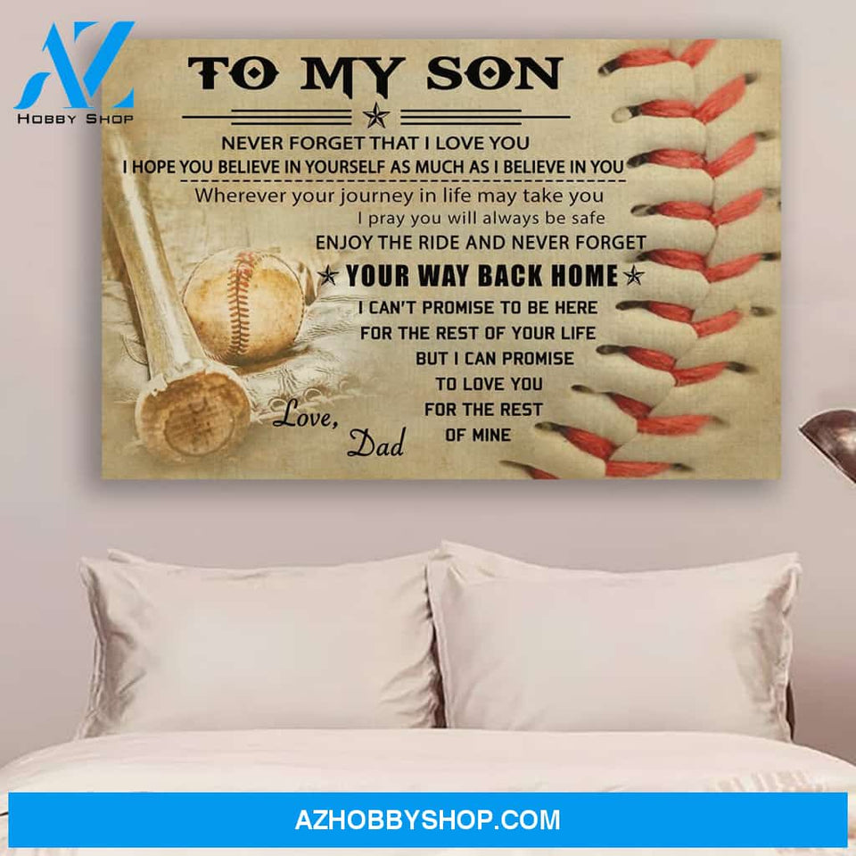 G- Baseball poster, Dad to Son, Your way back home Canvas And Poster, Wall Decor Visual Art Gift Father's Day