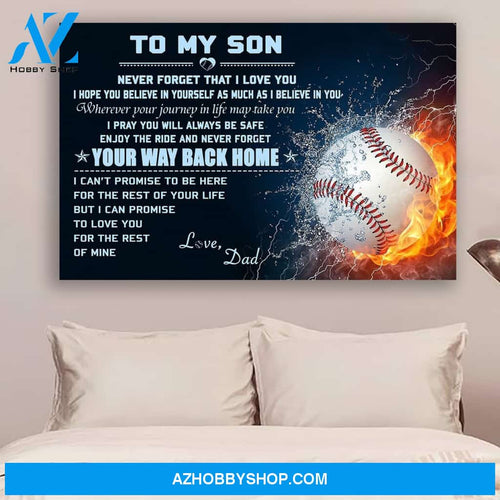 G- Baseball poster, Dad to son, Your way back home Canvas And Poster, Wall Decor Visual Art Gift Father's Day