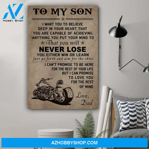 G- Biker Dad To Son Never Lose Canvas And Poster, Wall Decor Visual Art Gift Father's Day