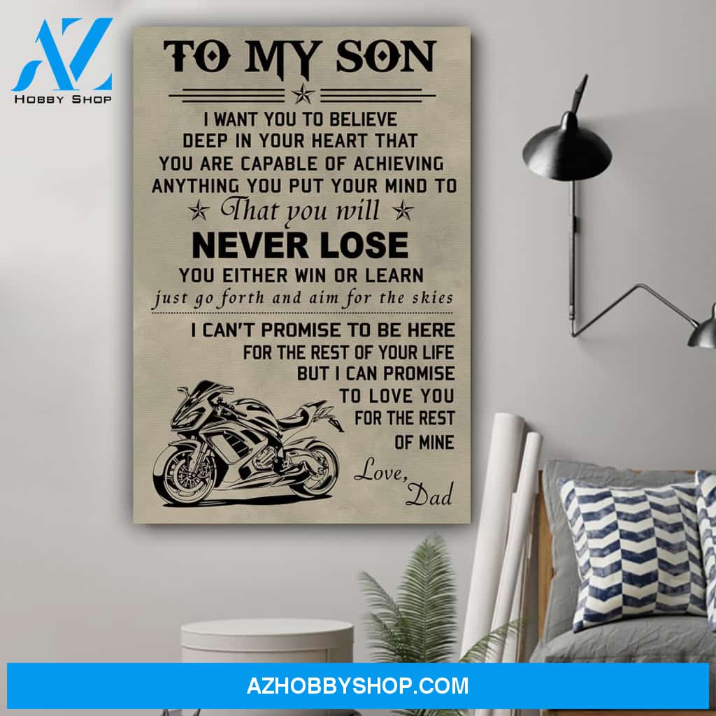 G-Biker Dad To Son Never Lose Canvas And Poster, Wall Decor Visual Art Gift Father's Day