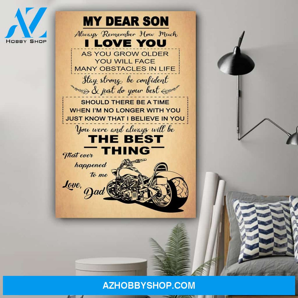 G-Biker Dad To Son The Best Thing Canvas And Poster, Wall Decor Visual Art Gift Father's Day