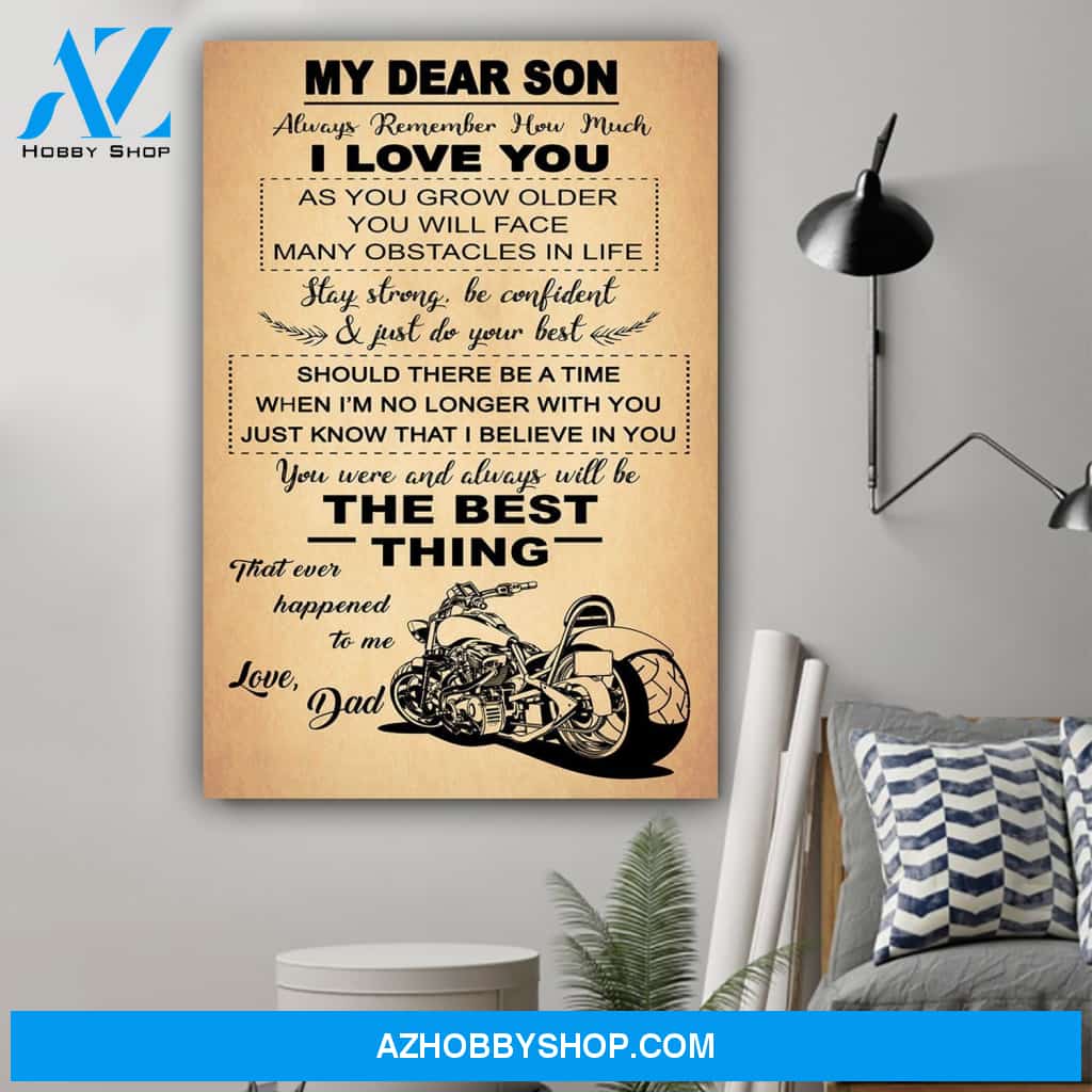 G-Biker Dad To Son The Best Thing Canvas And Poster, Wall Decor Visual Art Gift Father's Day
