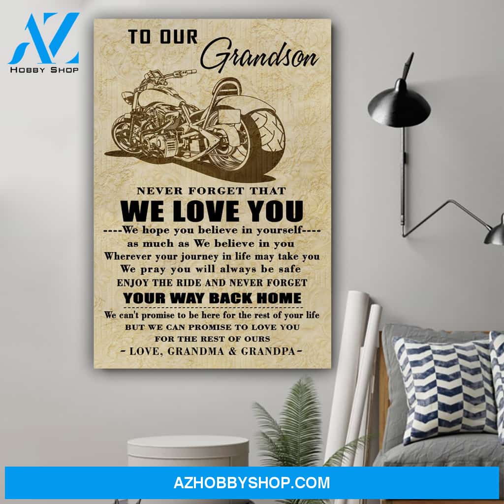 G Biker Poster Grandpa And Grandma To Grandson We Love You Gift For Grandson