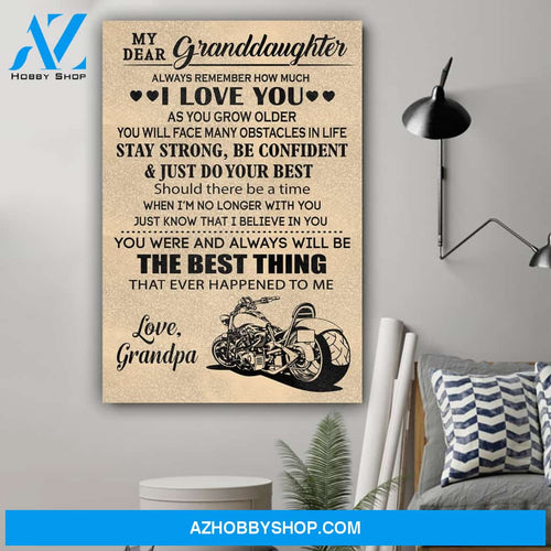 G Biker Poster Grandpa To Granddaughter The Best Thing Gift For Granddaughter