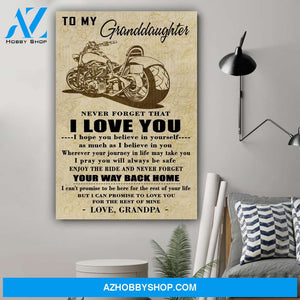 G Biker Poster Grandpa To Granddaughter Your Way Back Home Gift For Granddaughter