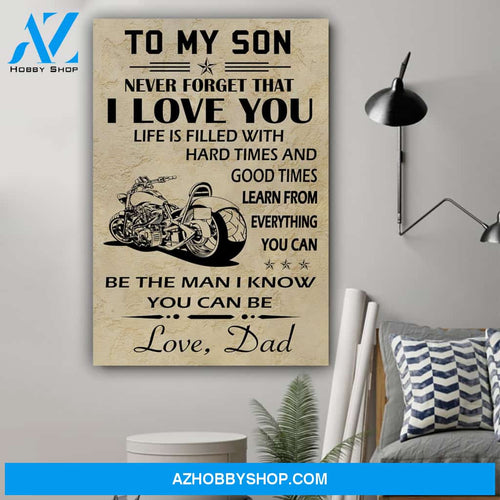 G- Biker poster, Dad to Son, I love you Canvas And Poster, Wall Decor Visual Art Gift Father's Day