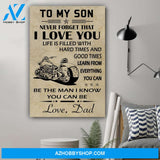 G- Biker poster, Dad to Son, I love you Canvas And Poster, Wall Decor Visual Art Gift Father's Day