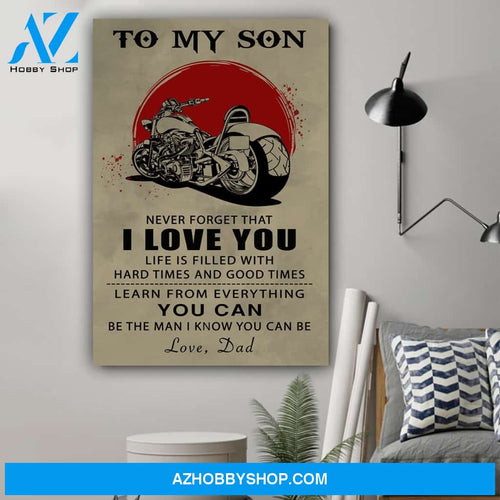 G-Biker poster, Dad to Son, I love you Canvas And Poster, Wall Decor Visual Art Gift Father's Day