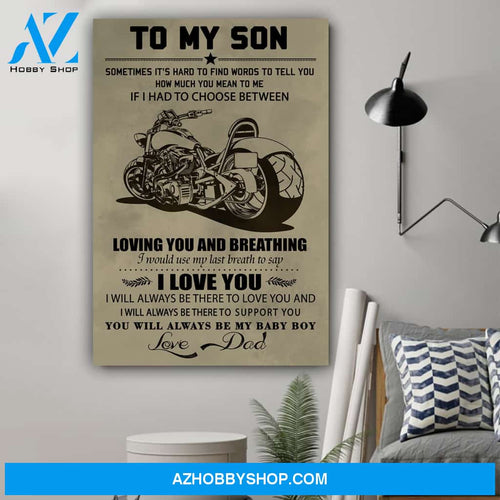 G-Biker poster, Dad to son, Loving you and breathing Canvas And Poster, Wall Decor Visual Art Gift Father's Day