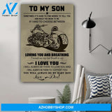 G-Biker poster, Dad to son, Loving you and breathing Canvas And Poster, Wall Decor Visual Art Gift Father's Day