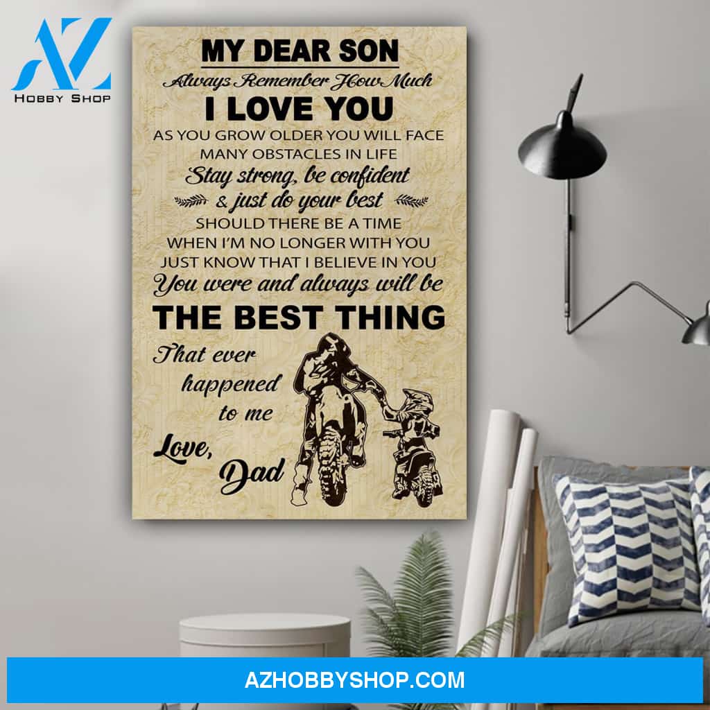 G-Biker poster, Dad to Son, The best thing Canvas And Poster, Wall Decor Visual Art Gift Father's Day