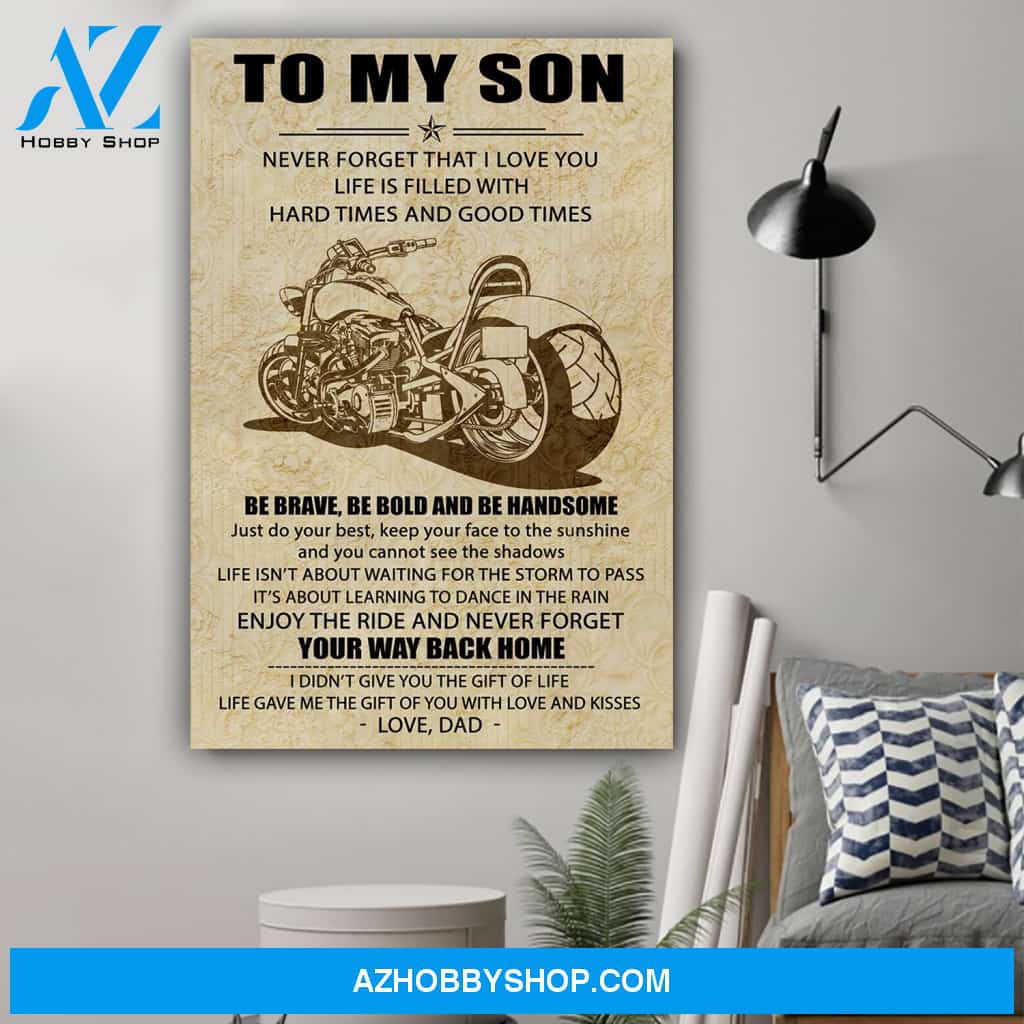 G-Biker poster, Dad to Son, Your way back home Canvas And Poster, Wall Decor Visual Art Gift Father's Day