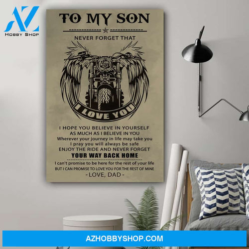 G-Biker poster, Dad to Son, Your way back home Canvas And Poster, Wall Decor Visual Art Gift Father's Day