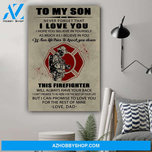 G-Firefighter Dad To Son This Firefighter Canvas And Poster, Wall Decor Visual Art Gift Father's Day