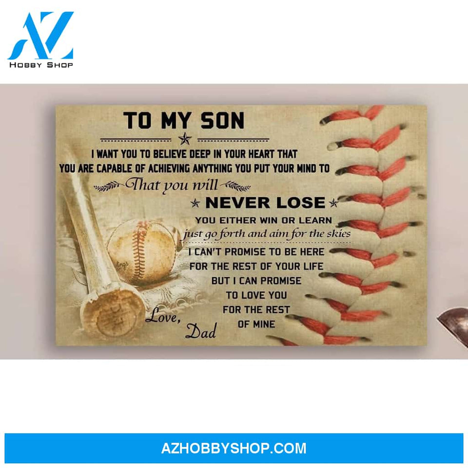 G2 To my son never forget baseball poster - Gift for son from dad Gsge