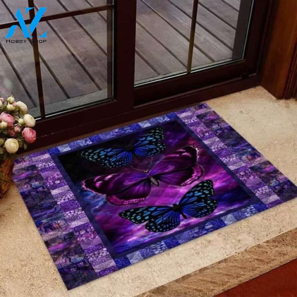 Galaxy Purple Aesthetic Butterfly Doormat