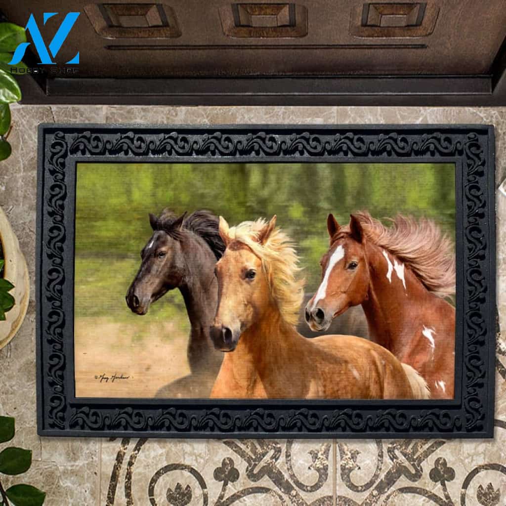 Galloping Horses Doormat - 18" x 30"