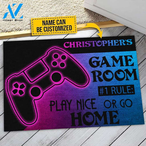 Game room Play Nice Or Go Home doormat Custom