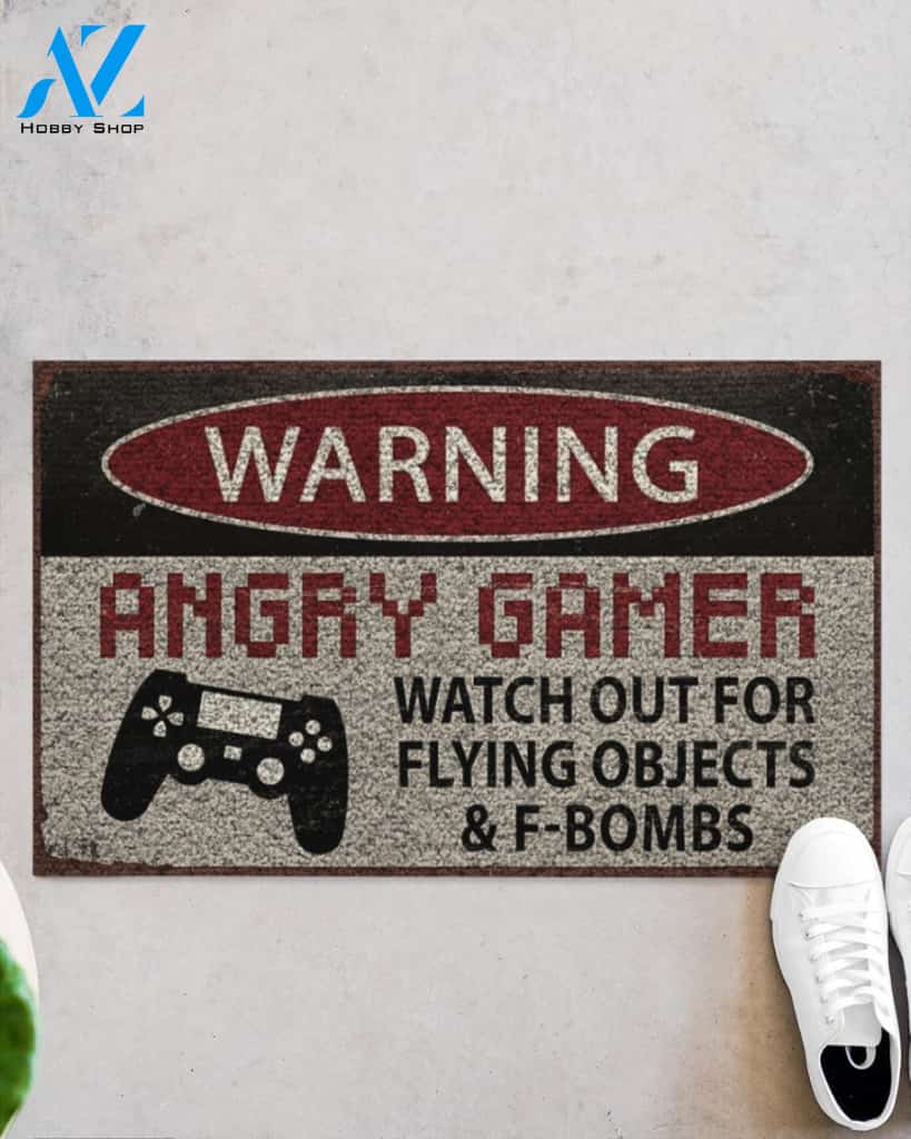 Game Warning Angry Gamer Doormat Doormat Gift For St Patrick's Day Birthday Gift Home Decor Warm House Gift Welcome Mat