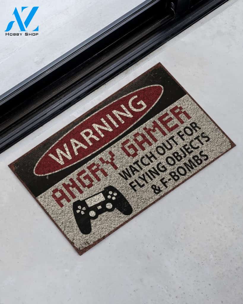 Game Warning Angry Gamer Doormat Doormat Gift For St Patrick's Day Birthday Gift Home Decor Warm House Gift Welcome Mat