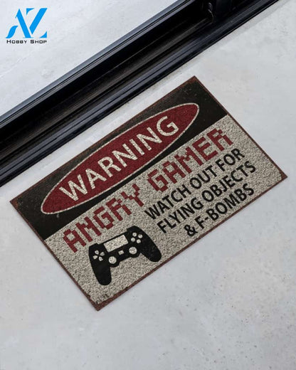 Game Warning Angry Gamer Doormat Doormat Gift For St Patrick's Day Birthday Gift Home Decor Warm House Gift Welcome Mat