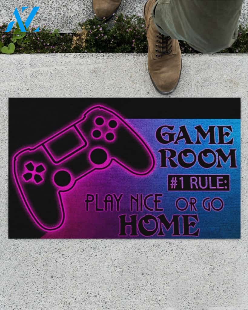 Gamer - Play Nice Or Go Home Funny Indoor And Outdoor Doormat Gift For Game Lovers Birthday Gift Decor Warm House Gift Welcome Mat