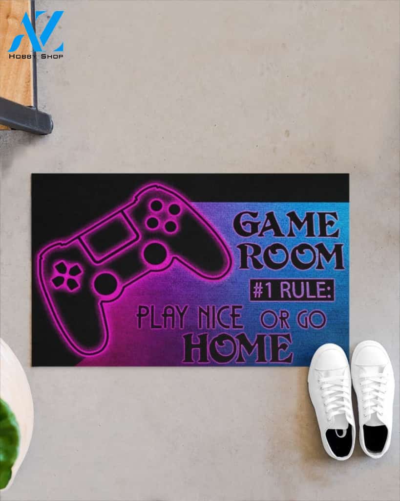 Gamer - Play Nice Or Go Home Funny Indoor And Outdoor Doormat Gift For Game Lovers Birthday Gift Decor Warm House Gift Welcome Mat