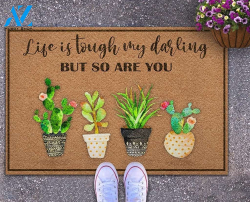 Personalized Name Family House Garden Life Is Tough My Darling But So Are You Funny Indoor And Outdoor Doormat Warm House Gift Welcome Mat