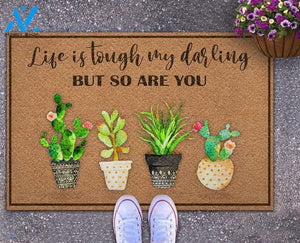 Personalized Name Family House Garden Life Is Tough My Darling But So Are You Funny Indoor And Outdoor Doormat Warm House Gift Welcome Mat