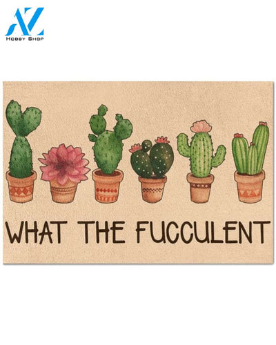 Personalized Name Family House Gardening Gift Cactus Succulent What The Fucculent Doormat, Gift For Gardening Lovers, Gift For Friend Family Decor Warm House Gift Welcome Mat