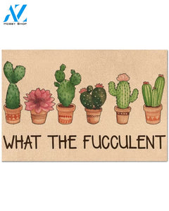 Personalized Name Family House Gardening Gift Cactus Succulent What The Fucculent Doormat, Gift For Gardening Lovers, Gift For Friend Family Decor Warm House Gift Welcome Mat