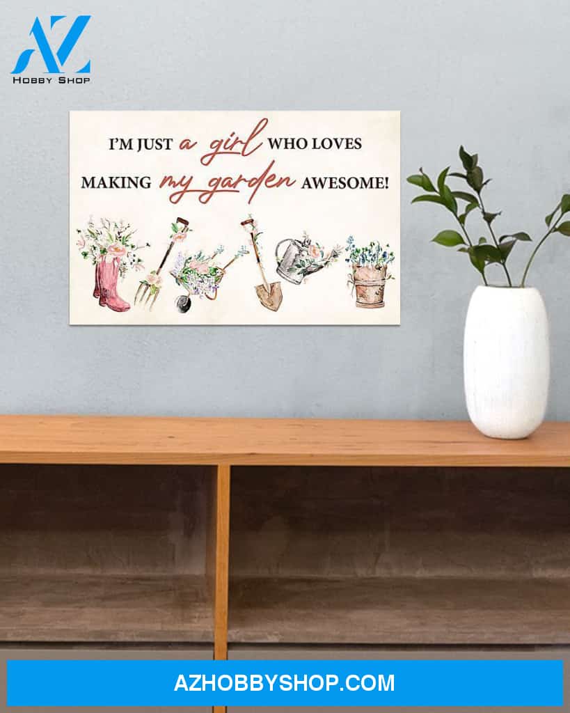 Gardening Girl Canvas Painting, Wall Decor Visual Art