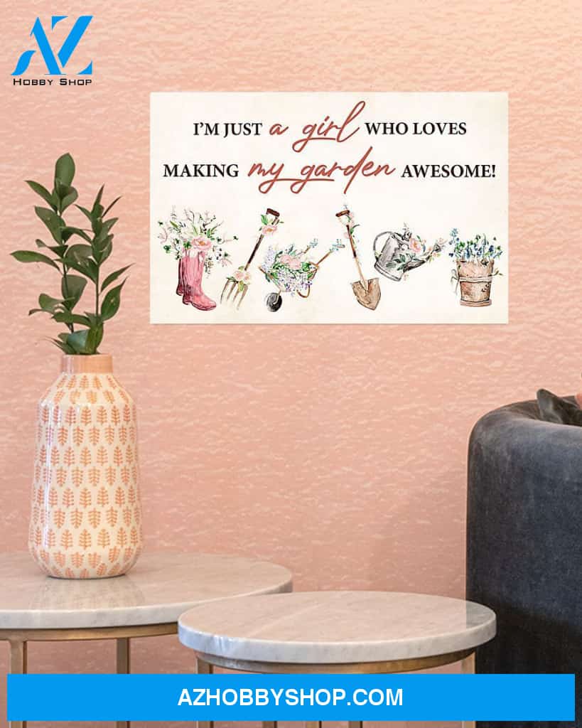 Gardening Girl Canvas Painting, Wall Decor Visual Art